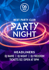 Night dance party music night poster template. Electro style concert disco club party event flyer invitation - 178270185