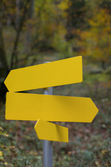 Three blank yellow panels for editing a message with autumn colors backgroud.