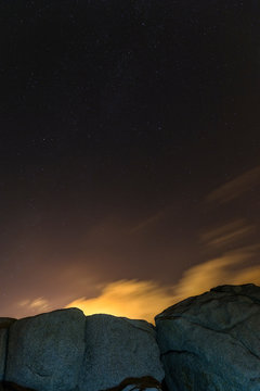 Night scene with rocks and stars