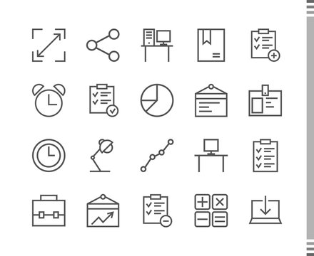 Flat vector icons with a thin line. Set for mobile applications. Management. Business & Finance