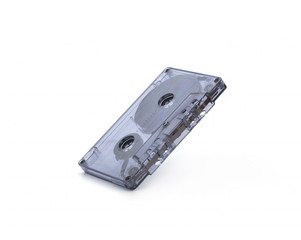 close up of vintage audio tape on white background with clipping path