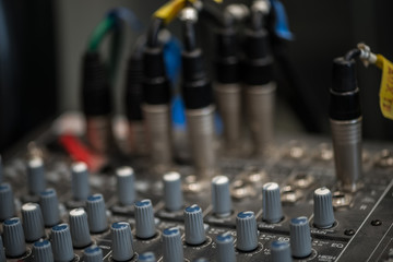 Naklejka premium Analogic Sound Mixer. Professional audio mixing console radio and TV broadcasting