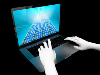 Computer portatile, connessione internet, velocità di banda, hacker, programmazione software - obrazy, fototapety, plakaty