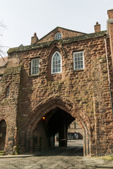 Fototapeta na wymiar Abbey Gateway, Chester England UK which was built as a gatehouse around 1300