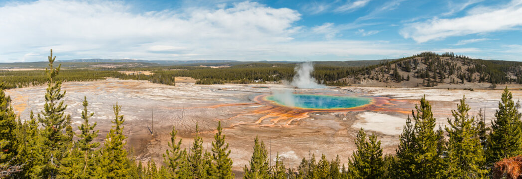 Panorama of Grand Prismatic Hot Spring - Powered by Adobe