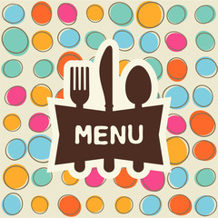 Fork, spoon and knife, tag for text. Flat design