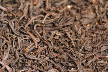 Dry leaves of black tea close-up