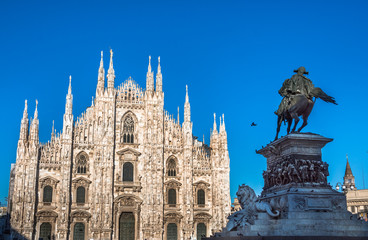 Fototapeta na wymiar Milan Cathedral, Piazza del Duomo, Lombardia, Italy.