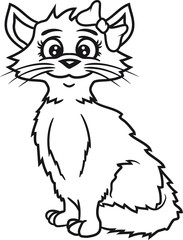 hübsch schön mädchen frau weiblich girl grau hübsch süß niedlich katze kätzchen winken comic cartoon design haustier