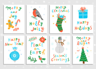 Vector Christmas greeting card set