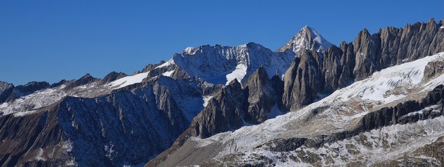 Mountain range in the Swiss Alps. Mount Nesthorn.
