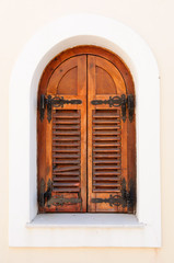Wooden shutters on a Greek Orthodox Church