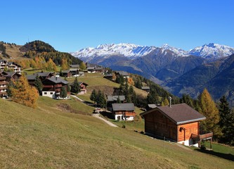 Fototapeta na wymiar View from Riederalp, Swiss Alps. Autumn scene.