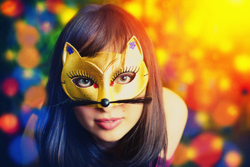 Beauty glamor Woman celebrating christmas, wearing a carnival .