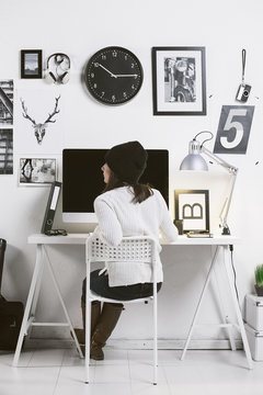 Modern workspace with a creative woman worker.