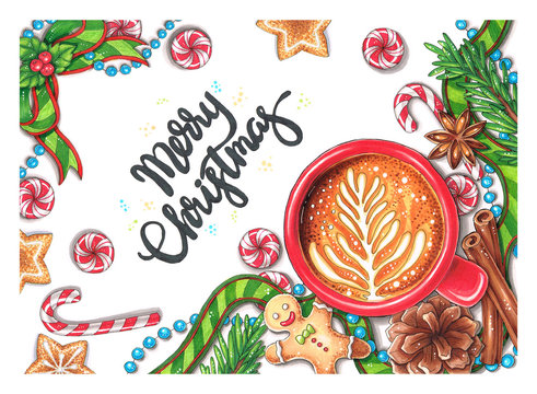 Hand-drawn Christmas Decorations with text 