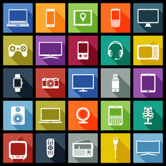 Electronic devices flat design icons