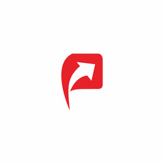 p letter arrow technology logo