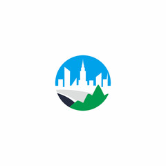 city line and mount landscape logo