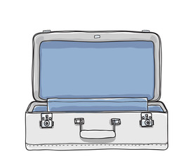Suitcase Luggage  Cream Colored vintage hand drawn vector art illustration