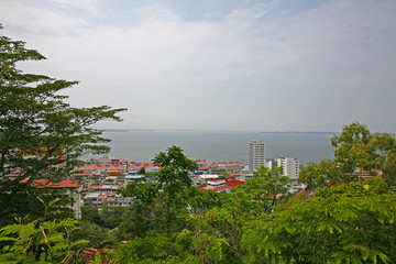 Cityscape of the Malaysian city of Sandakan, state of Sabah, Northern Borneo