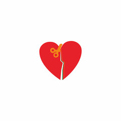 love cut icon, broken heart logo