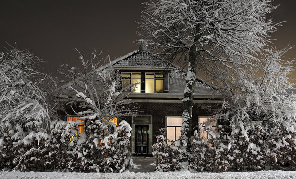 Dutch farmhouse in winter