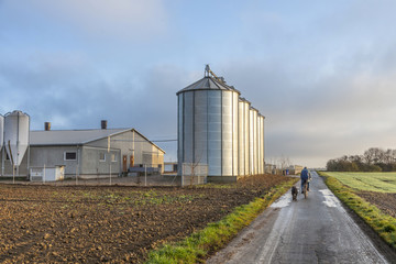 Silo in beautiful landscape with dramatical light