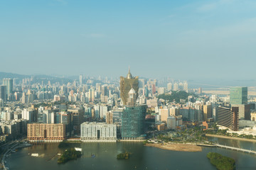 Image of Macau (Macao), China. Skyscraper hotel and casino building at downtown in Macau (Macao).