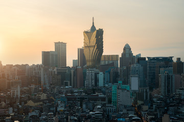 Image of Macau (Macao), China. Skyscraper hotel and casino building at downtown in Macau (Macao).