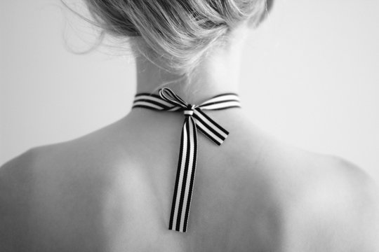 Black and white striped ribbon