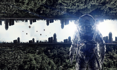 Adventure of spaceman. Mixed media