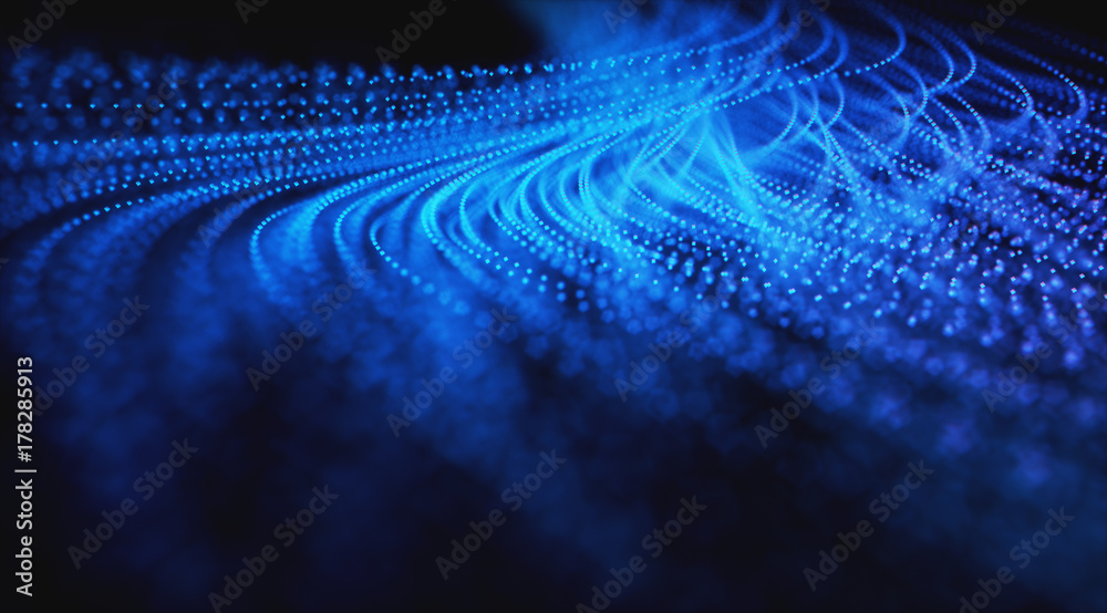 Wall mural 3d illustration of connections and dots representing the concept of cloud computing.