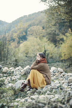 Woman in autumn nature