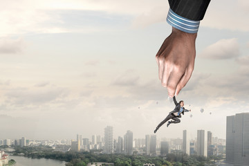 Hand of help and protection . Mixed media