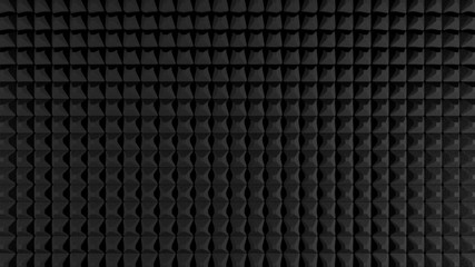 Black acoustic foam like pattern texture, render. - obrazy, fototapety, plakaty