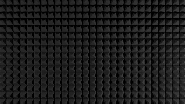 Black acoustic foam like pattern texture, render.