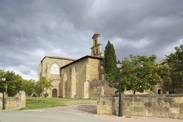 Fototapeta na wymiar Entrance of the 12th century Cistercian monastery of Saint Mary in Cañas, La Rioja, Spain.