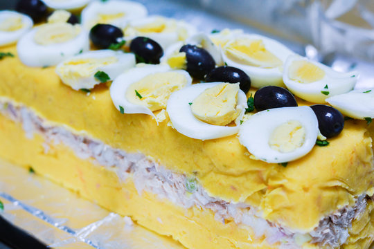 Traditional Peruvian Dish Called Causa.