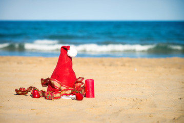 Christmas on the beach, a holiday season getaway concept.