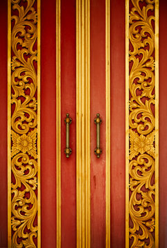 Door of a Buddhist Temple in Thailand