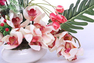 Bouquet of Artificial Flower Colorful, white background