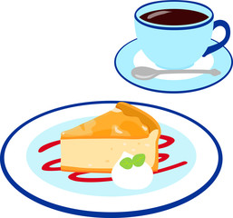 カフェのコーヒーとケーキ