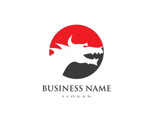 dragon flat color logo template