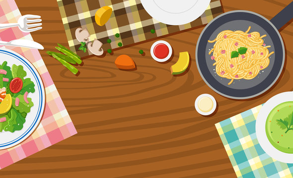 Background design with food on table
