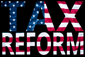 tax reform letters with a flag background - 178294982