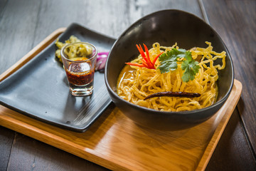 Thai northern traditional style noodle in curry
