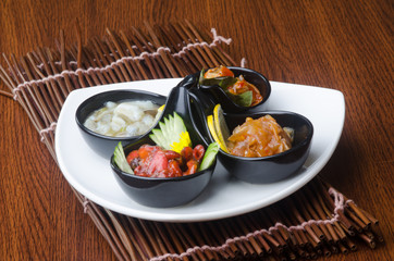japanese cuisine. sushi octopus on the background