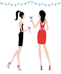 Stylish Women at a Cocktail Party