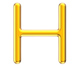 3D render metallic alphabet H